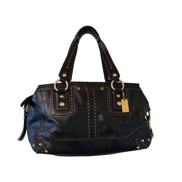 Coach Andrea Limited Edition Black Vintage Pebbled Leather Purse Satchel! Rare! - Picture 1 of 10